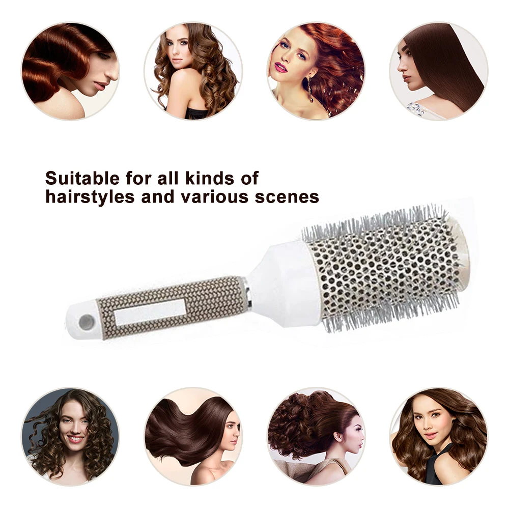 

5pcs Professional Hair Brush Nano Hairbrush Thermal Ceramic Ion Round Barrel Comb Hairdressing Hair Salon Styling Drying Curling