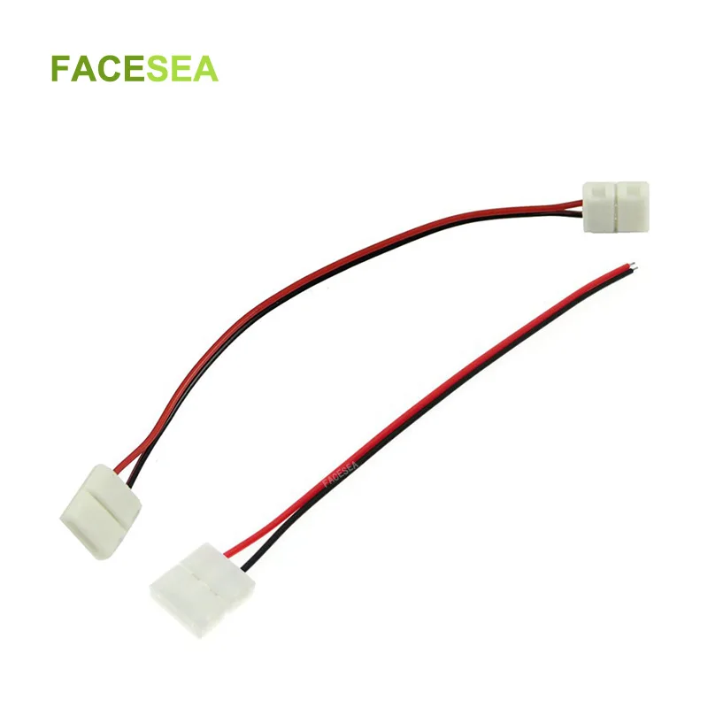 50 / 100 шт./лот 10мм 2-контактный одноцветный коннектор для светодиодной ленты 5050 с проводом для сварки 8мм 3528 с светодиодной платой.