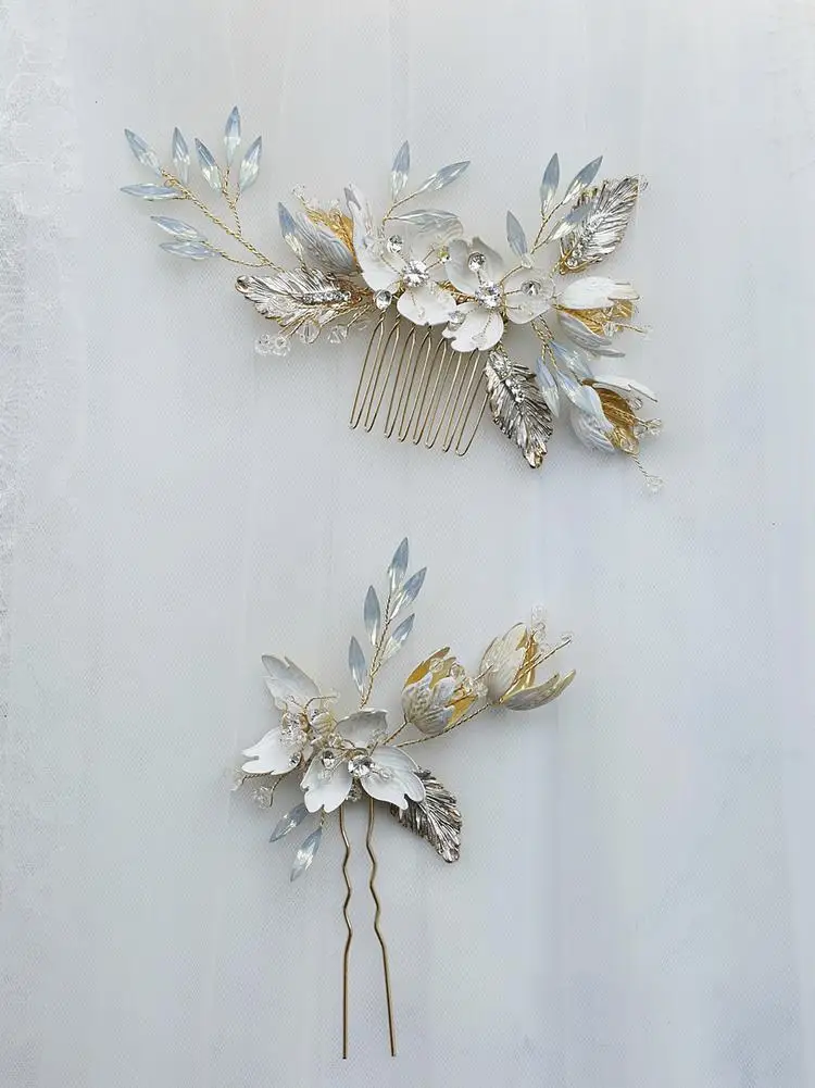 Опал Кристалл расческа для волос заколка в винтажном стиле Цвета: золотистый