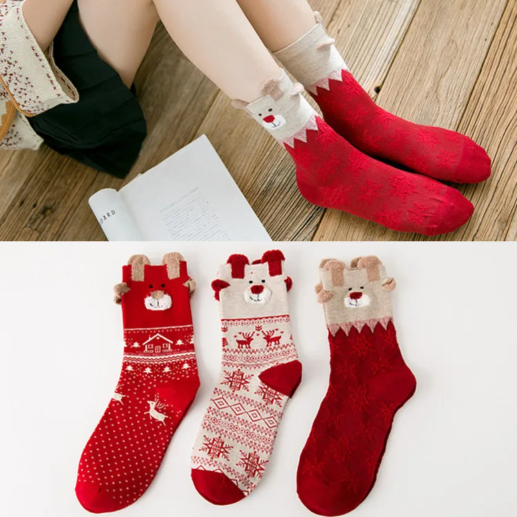 Рождественские носки повседневные женские милые зимние с героями мультфильмов