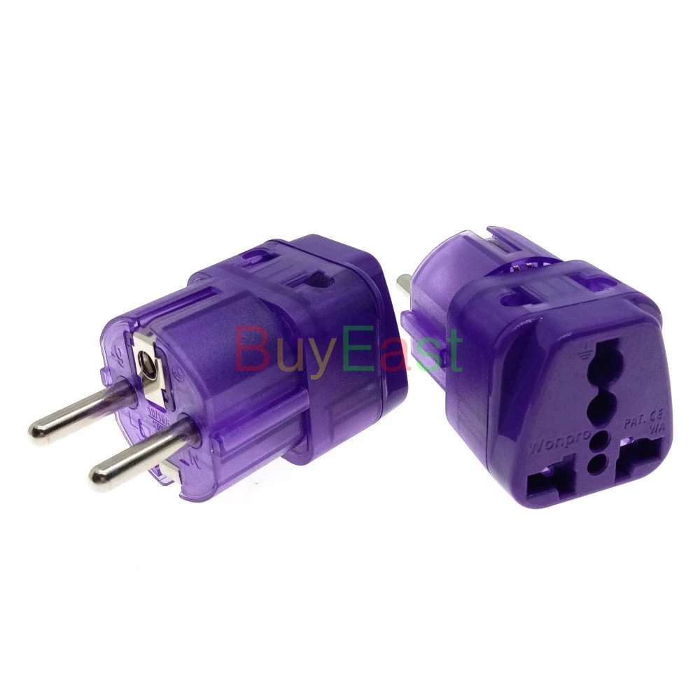 (Упаковка 3) 2 в 1 Универсальный Schuko EU Электрический штекер Адаптер мульти выход AC100