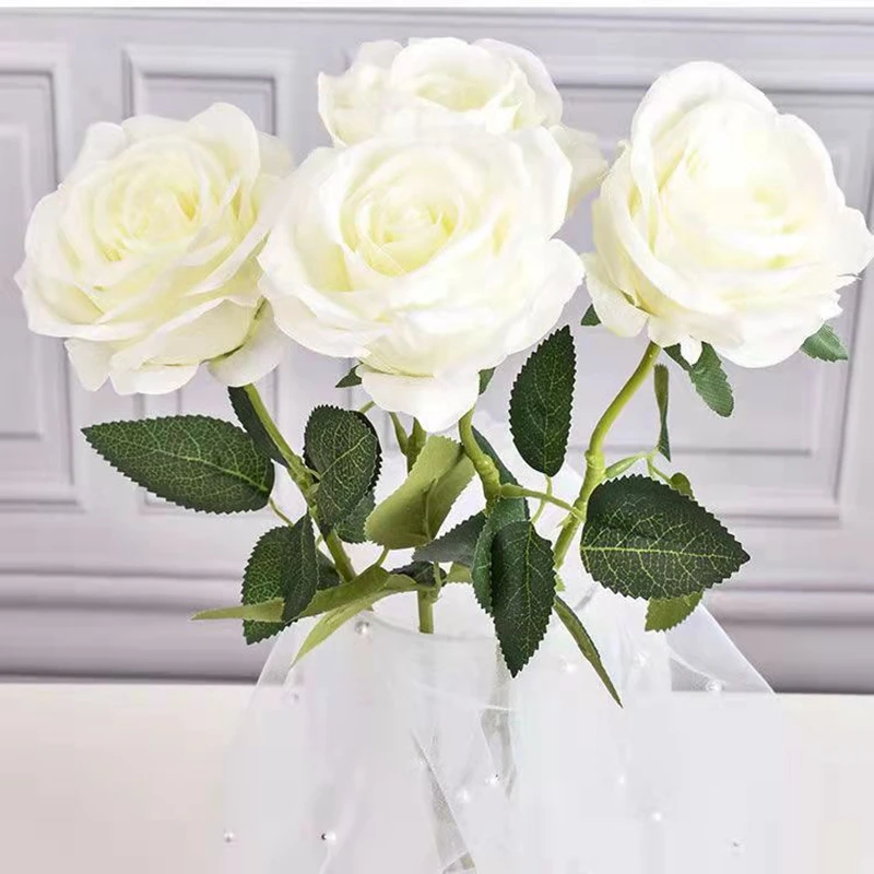 

5Pcs Artificial Rose Bouquet Silk Flower Artificial for Decoration Wedding Decor Bridal Bouquet Valentines Day Home Floral Decor