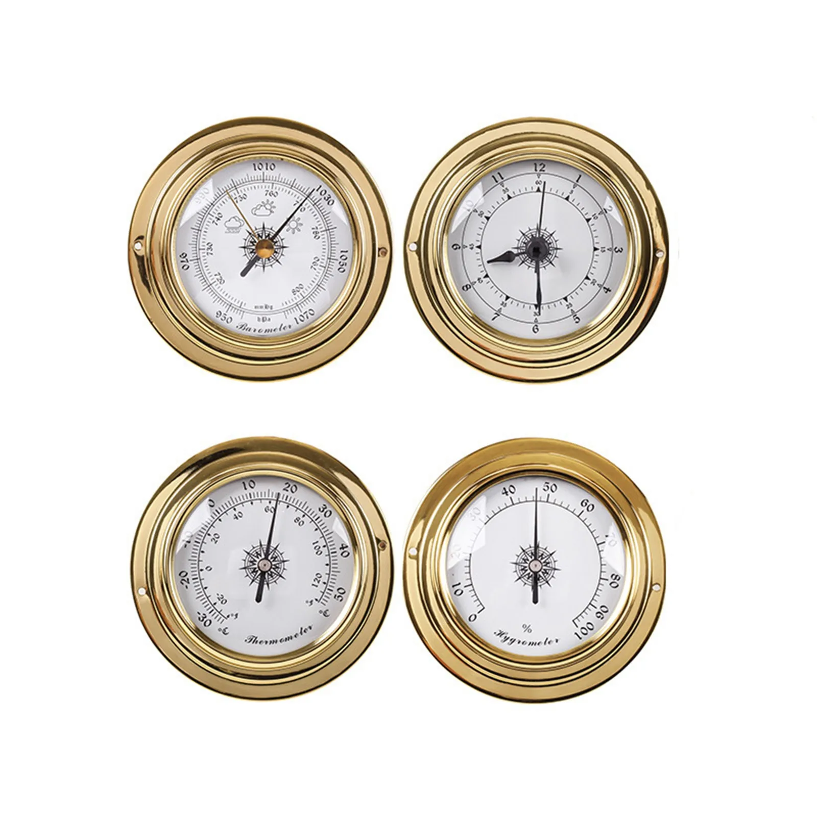 

Portable Marine Wall Barometer Clock Meter Thermometer Hygrometer Kit 4PC