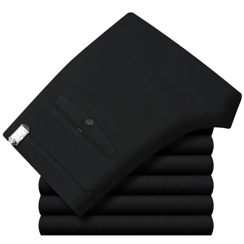 Осенне-зимние мужские плотные трикотажные длинные брюки против морщин с высокой