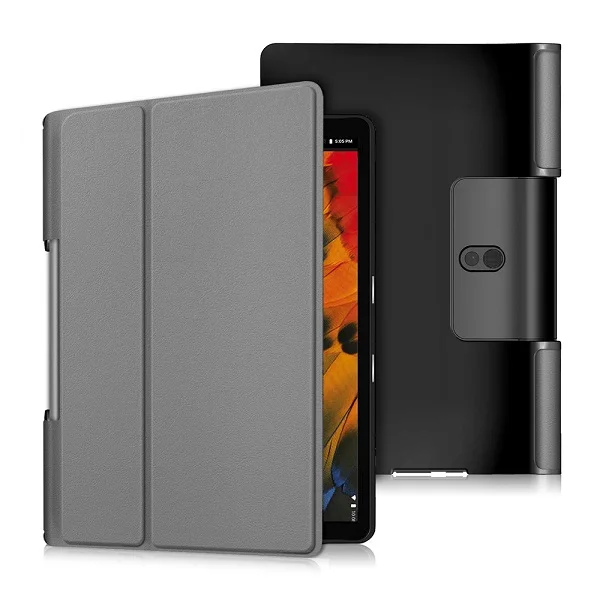Cover Case for Lenovo Yoga Tab5 YT-X705F 10.1 Inch PU Leather Protectctive Cover Shell Tablet Funda Capa free stylus+film - Цвет: Серый