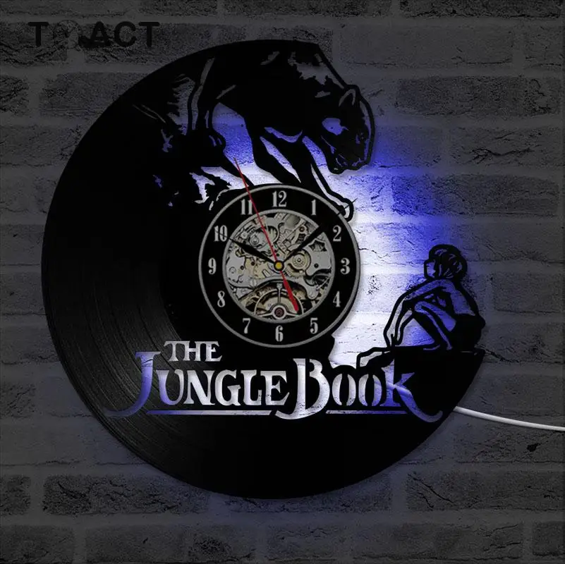 Настенные часы в виде книги джунглей современный дизайн Светящиеся с