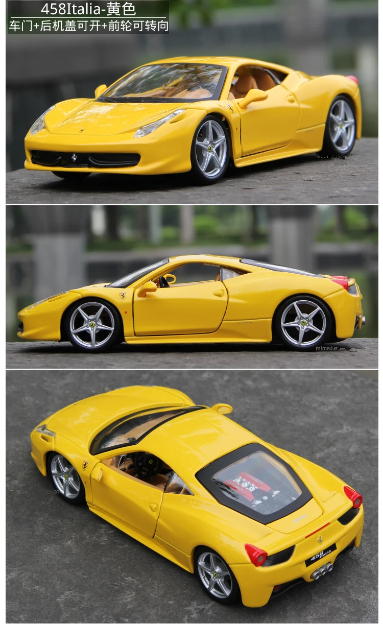Bburago 1:24 Ferrari 458, красная модель автомобиля, литая под давлением металлическая модель, детская игрушка, подарок бойфренду, коллекция автомобилей из искусственного сплава