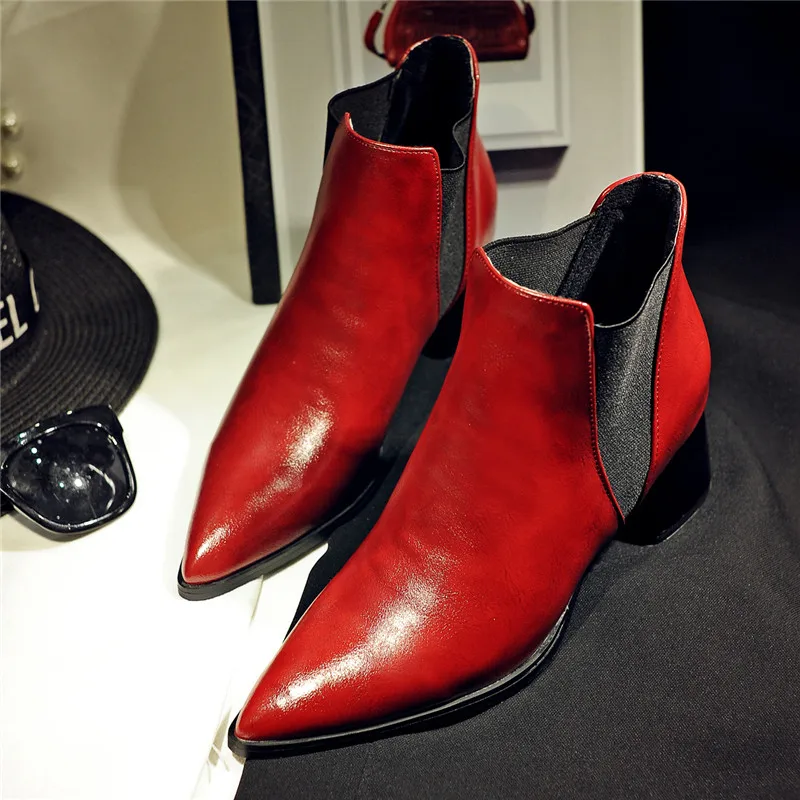 

Hjwsfdcai Women Chunky Heel Pointed Toe Ankle Boots Fashion Street Style Ladies Slip On Wedding Party Shoes For Women Heels 2020