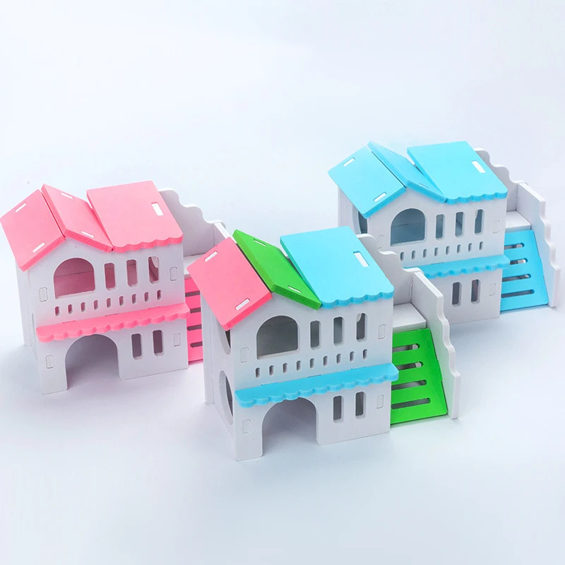 2 layer hamster villa plastic luxury cage small pet house toy hideout hut toy hamster playhouse with ladder free global shipping