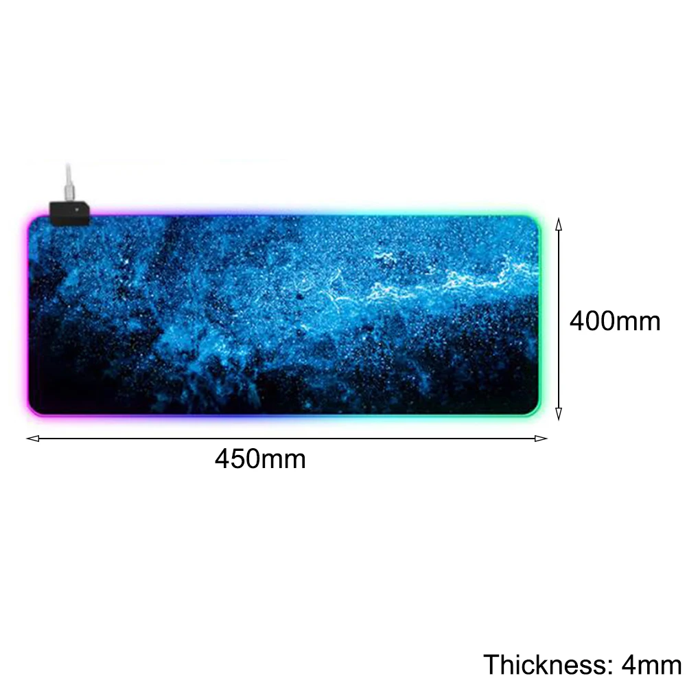 Светодиодный RGB коврик для мыши Большой XL Большой размер USB Проводное освещение игровой коврик для мыши для игр ноутбук компьютерные мыши коврик Mause Pad - Цвет: 400x450x4MM