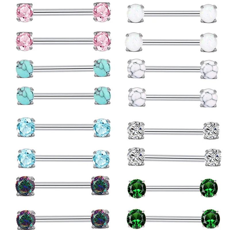 

2Pcs/lot Zircon 16mm Nipple Rings Stainless Steel Breast Piercing Ring Fashion Cartlidge Piercing Earrings Sets Body Jewelry