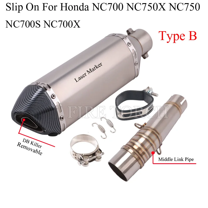 

Slip On For Honda NC700 NC700X NC750 NC750X NC700S Motorcycle Exhaust Pipe Escape Modified Muffler DB Killer Middle Link Pipe