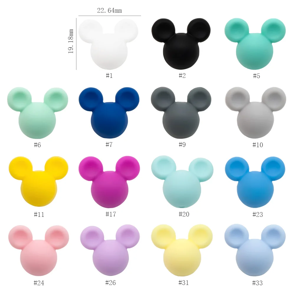 Cute-Idea 10pcs/lot Silicone Teether Beads BPA Free Cartoon Animals Chewable Teething Beads DIY Pacifier Chain Accessories Toys