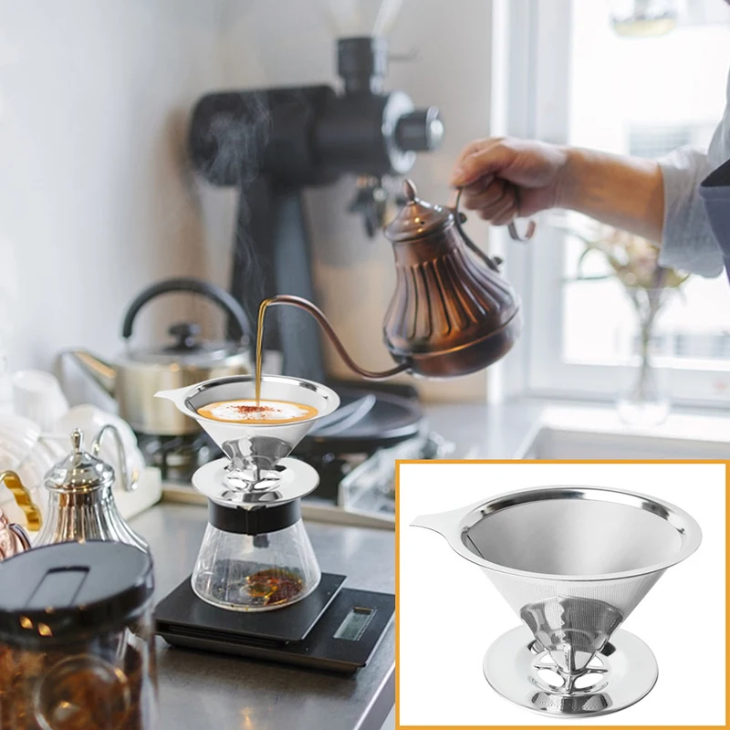 Нержавеющая сталь кофейная подставка для фильтра налить Воронка кофе