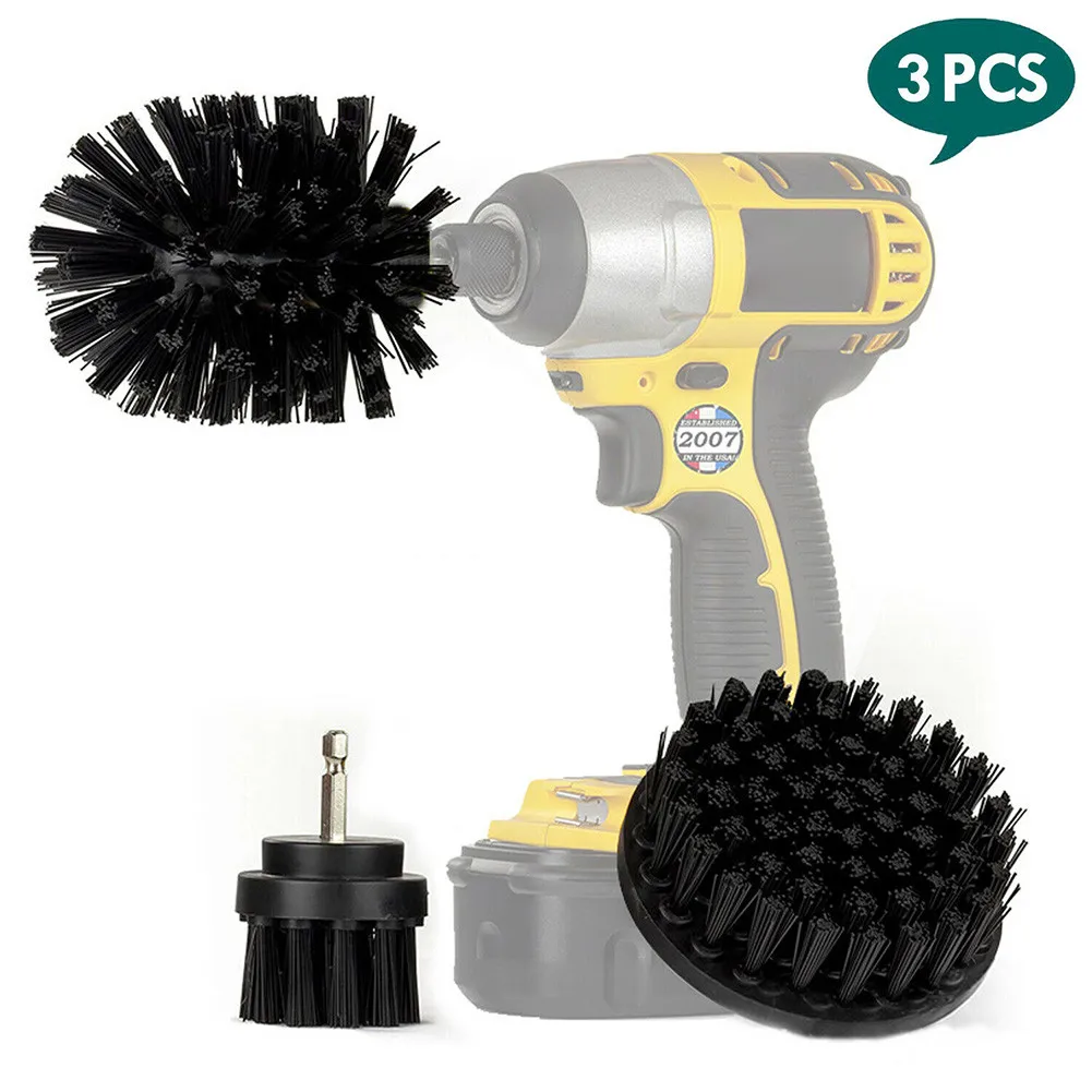 

Tile Cleaning Brush 3Pcs Tire Tools Auto Black Bristles Wheel Detailing