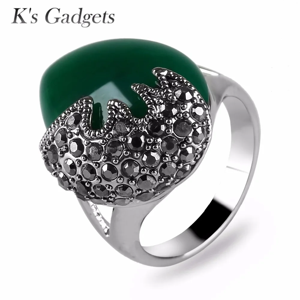 K's Gadgets большое Стоковое Винтажное кольцо Anillos Con Piedras Naturales античное серебряное
