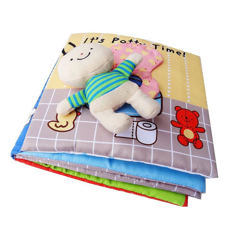 Тканевые книги 3D книжки 4 страницы со звуком эндоукационные тканевые Туалетные