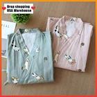 Женские халаты-кимоно из спа-пижамы хлопка в стиле Харадзюку, длинные хлопковые банные халаты, домашняя одежда, Абсорбирующая Пижама