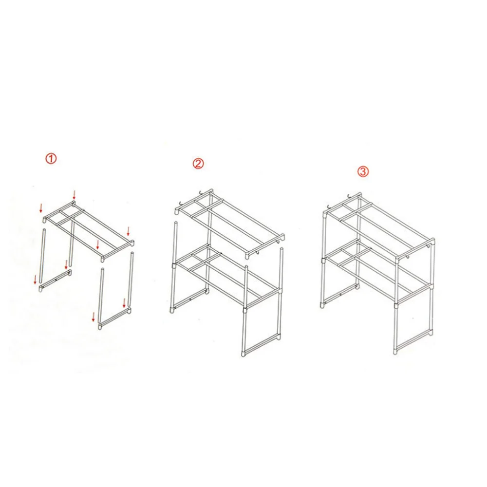 

Stainless Steel Multifunctional Microwave Oven Rack Household Telescopic Pan Pot Storage Shelf Assembly Standing Type Double Lay