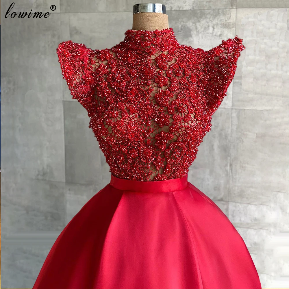 Специальные Красные кружевные вечерние платья длинные элегантные с бисером для
