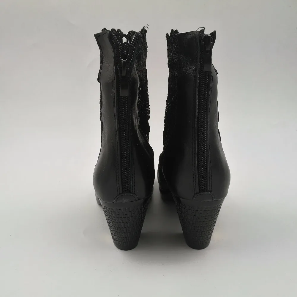 Женские демисезонные сетчатые ботинки из натуральной кожи с вырезами обувь на