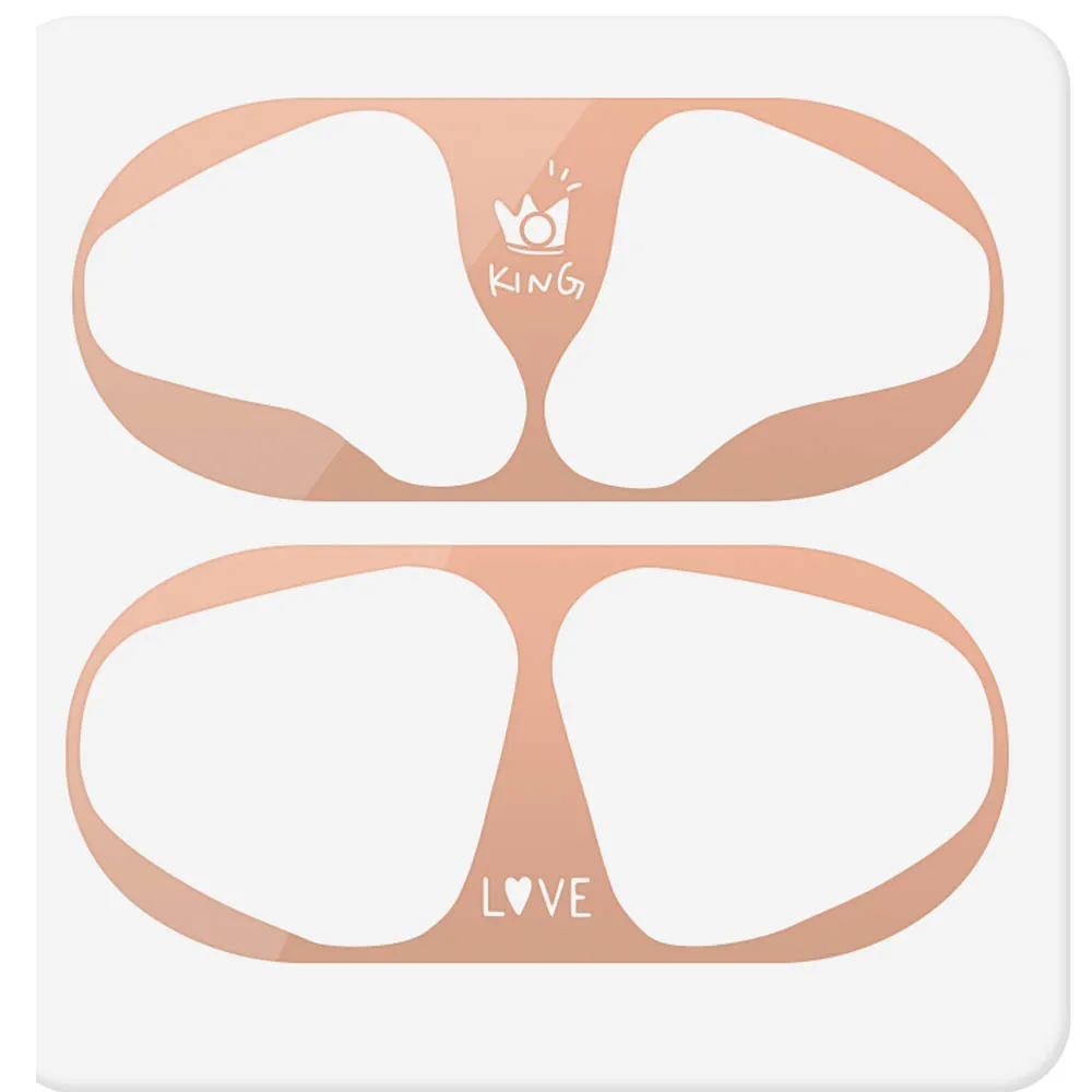 rose gold KING Один комплект, металлическая Пылезащитная наклейка для Apple AirPods, чехол, пылезащитная защитная наклейка, защитная пленка для Air Pods, аксессуары - Цвет: rose gold KING