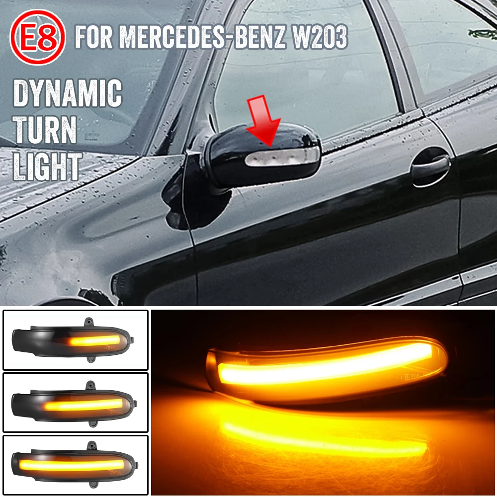 For Mercedes Benz C Class W203 S203 CL203 2001 - 2007 LED Dynamic Turn Signal Light Side Mirror Blinker Sequential Lamp