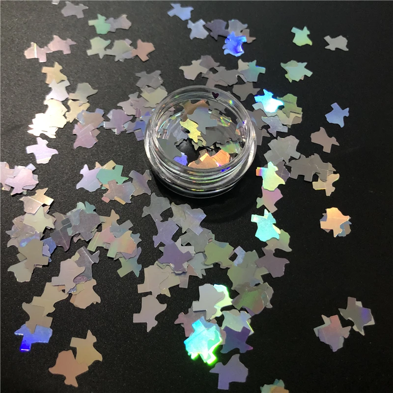 Holo Silver Texas 18 цветов радужные одноцветные Радужные Блестки для глаз пудра Пыль для женщин Красота тело лицо Техасская лента форма блесток для украшения - Цвет: Holo Silver Texas
