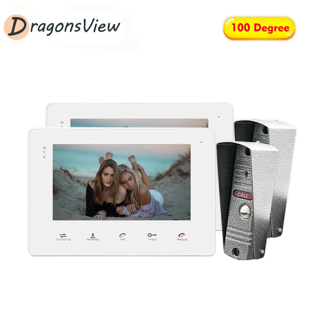 Телефон звонок Dragonsview с 7 дюймовым сенсорным экраном и камерой 1200TVL|Видеодомофон| |