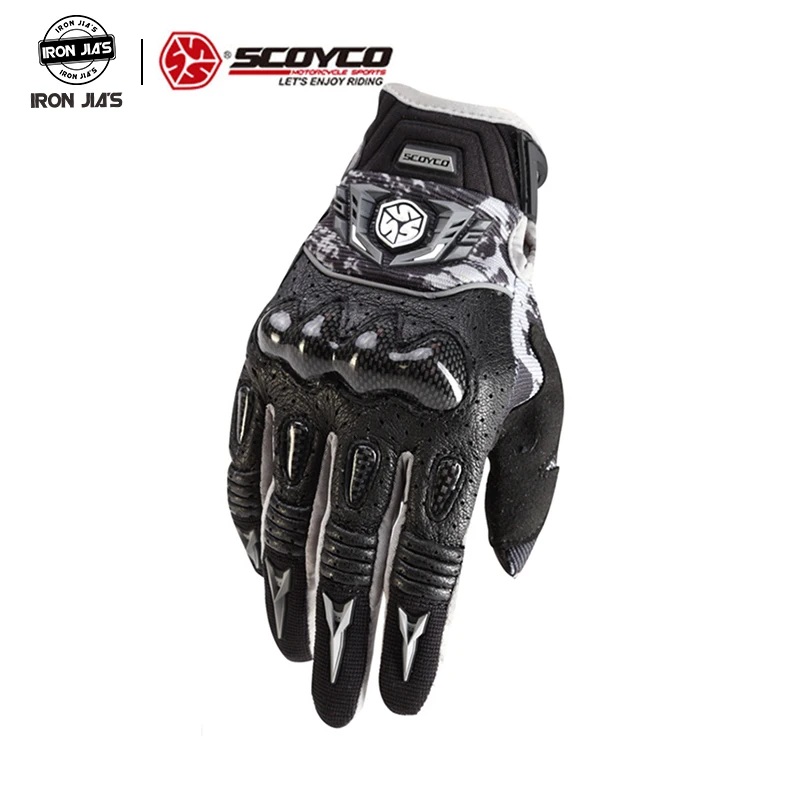 Мотоциклетные перчатки SCOYCO MX49 из натуральной кожи и углеродного волокна для езды