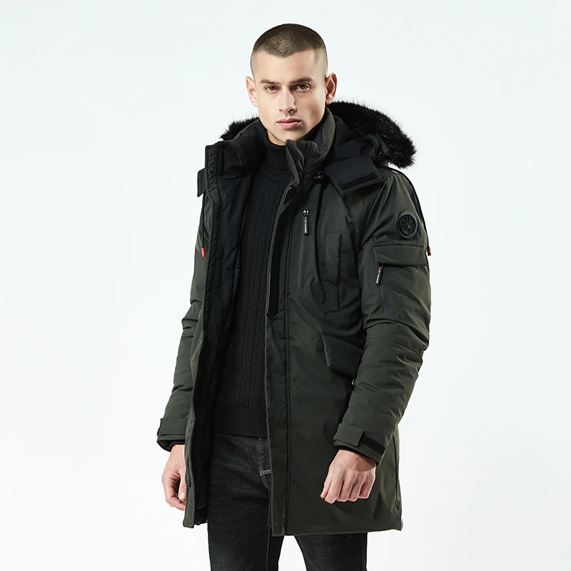 Padded Winter Jacket Men Windproof Long Coat Parkas Hood Fur Collar Clothes Men's Windbreakers Large Size Warm Epaulet Outwear