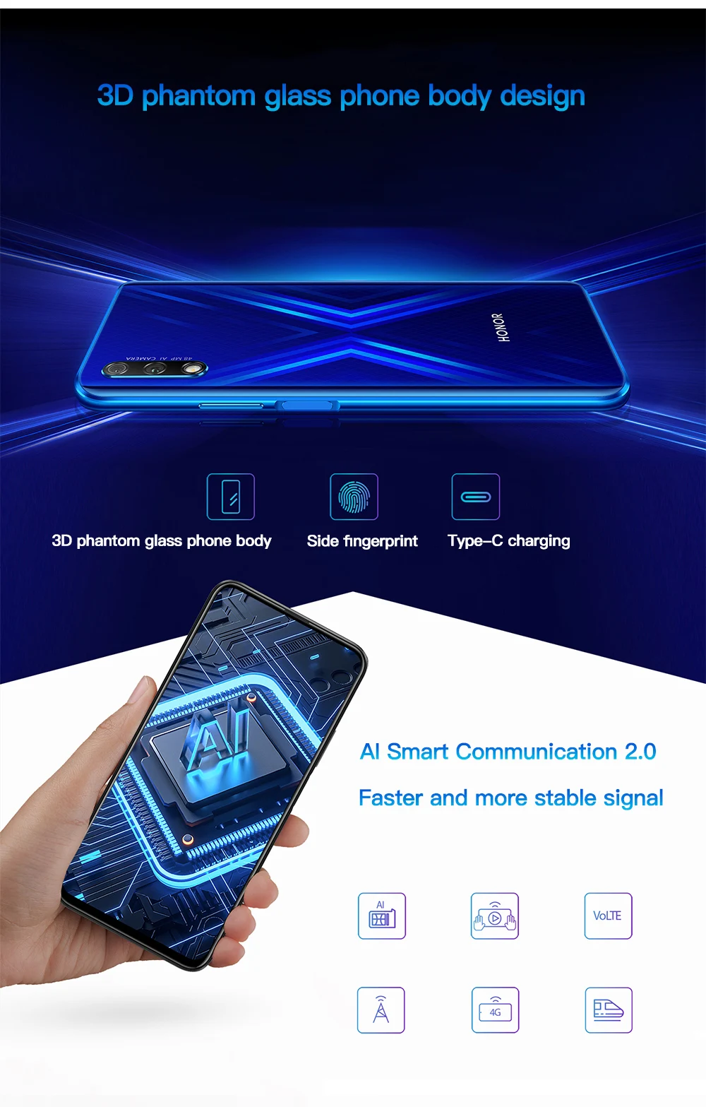 Honor 9X мобильный телефон Kirin 810 Android 9,0 6,5 дюймов ips 2340X1080 4/6 Гб ram 64 Гб rom камера с подъемной камерой Мп+ МП