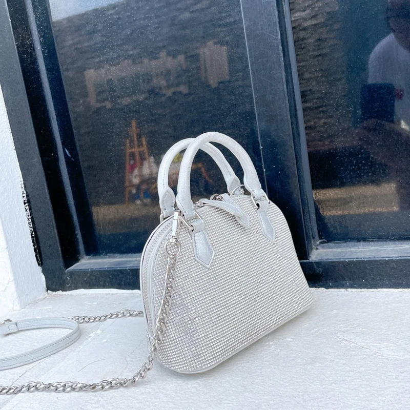 

[BXX] Vintage PU Leather Rhinestone Bags Women 2021 Fashion Branded Chain Crossbody Hand Bag Lady Trend Handbags Purses CB652