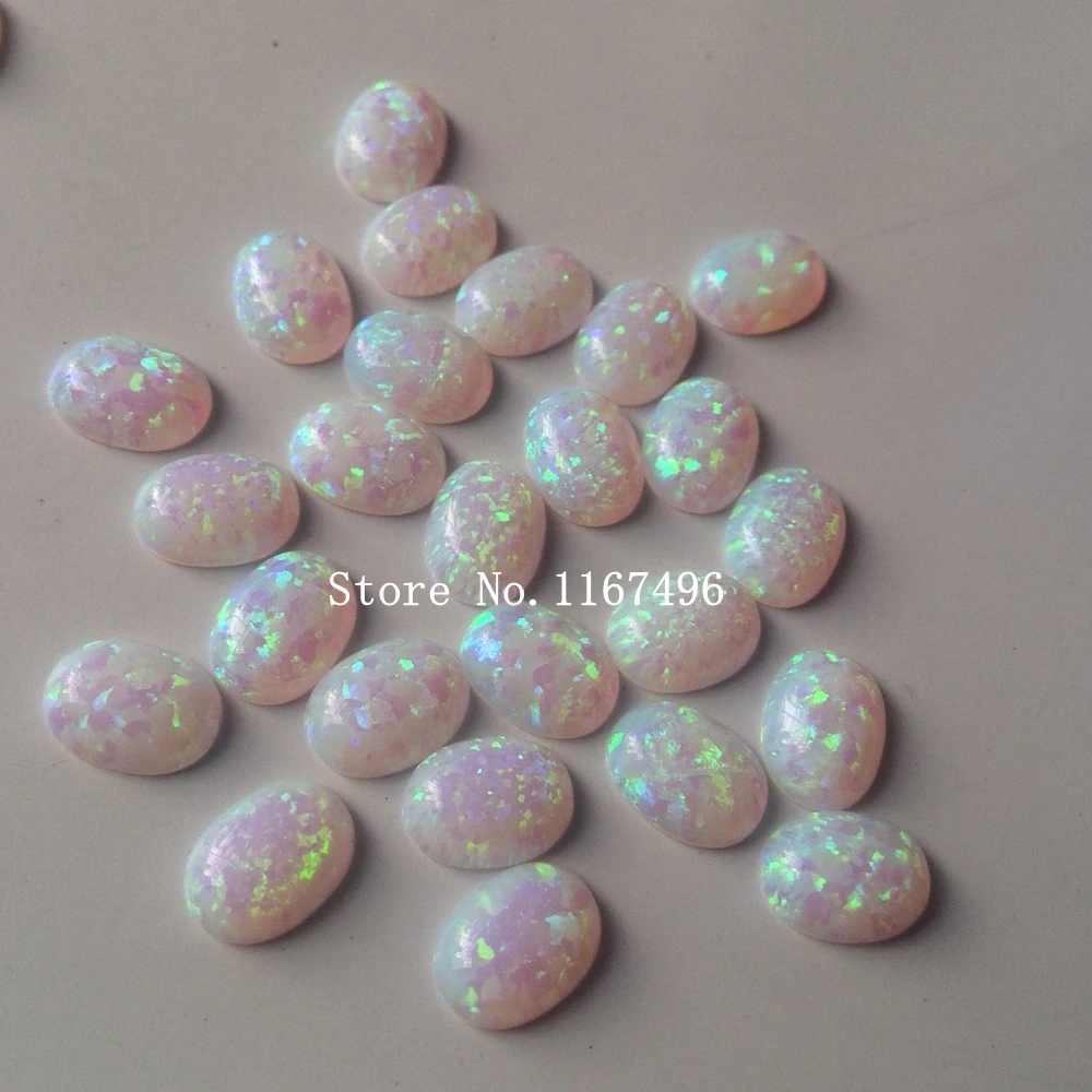 50 шт./лот OP16 6x8 мм синтетический зеленый белый опал камень кабошон овальный для
