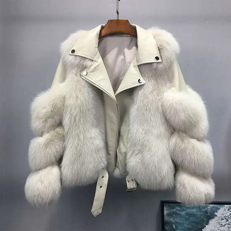 Women's 2020 New Imitation Fox Fur Coat Female Young Short Zipper Pocket Street Mujer Outwear Ladies Long Sleeve Fashion B11
