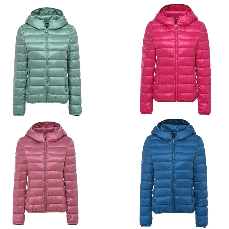 Женский тонкий пуховик размера плюс Белая теплая короткая куртка с капюшоном