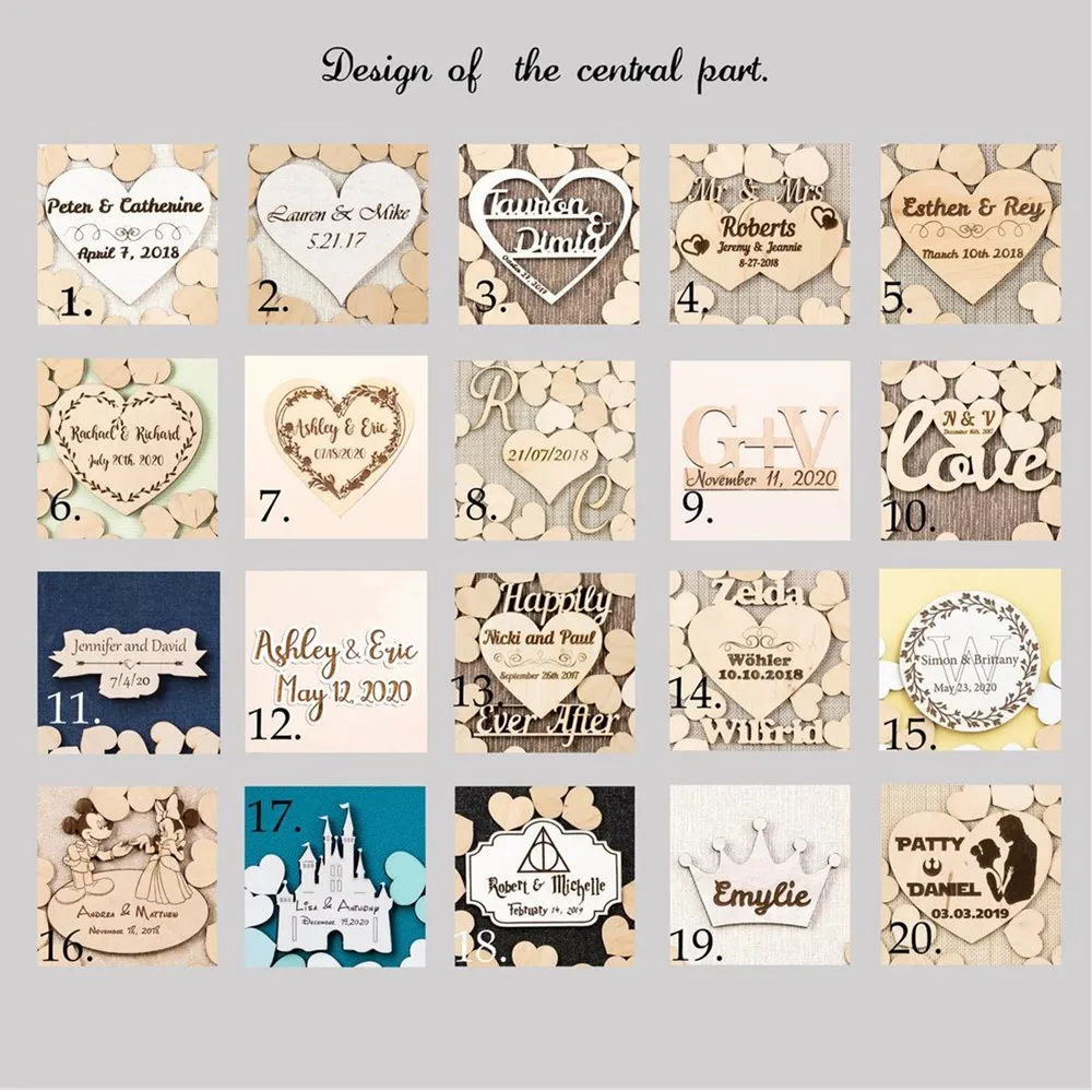 Personalize Modern wood Round Hearts Wedding Guest Book Baby shower Engagement Bridal Drop Top Wishing Box Guestbook | Дом и сад