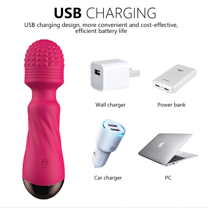 

Wireless Mini Handheld Wand Massager with 12 Frequency Modes Personal Waterproof Rechargeable Powerful Vibration Massage Tools