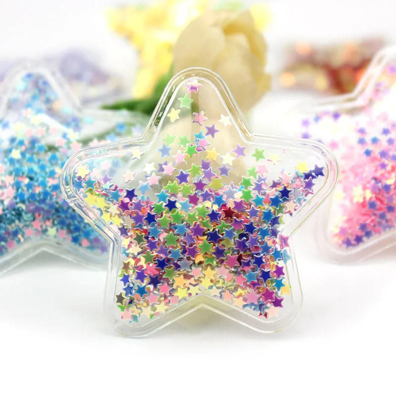 12 шт. 5 см ПВХ звезда прозрачные Bling bling Star струящиеся аппликации для детей BB зажим