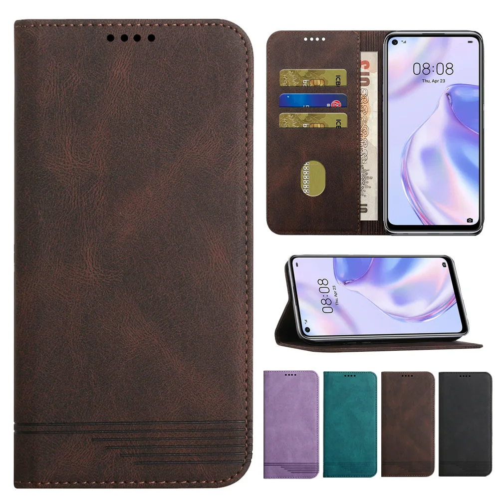 Прочный гибкий флип-чехол для Huawei P50 P40 P30 P20 Pro Lite чехол-кошелек из искусственной