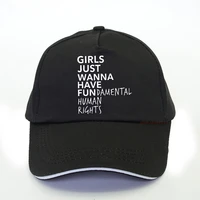 girls just wanna have fundamental human rights print baseball cap feminist letter fashion harajuku women snapback hat gorras