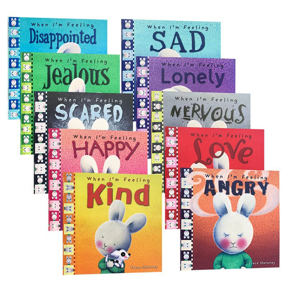 10 Book Point-reading English Children's Picture Book Emotional Management Picture Book Furry Rabbit Children Bedtime Story Book