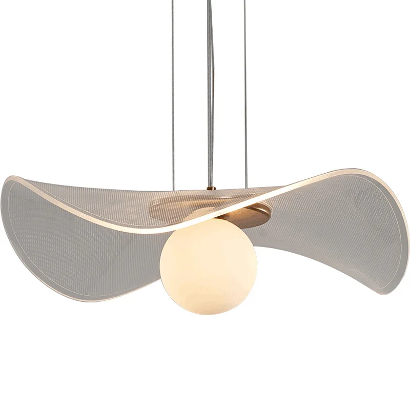 

Modern LED Creative Pendant Lightings Minimalist Acrylic Straw Hat Modelling Art Decorate Living Room Kitchen Hanging Lamps