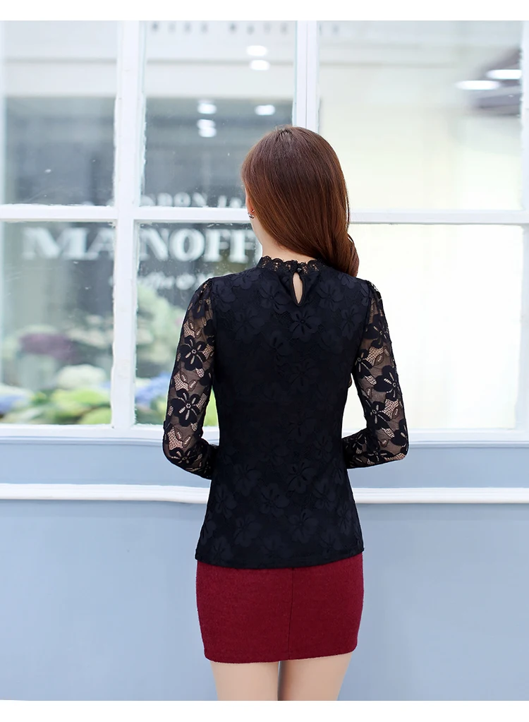 Блузка женская с длинным рукавом и воротником-стойкой на весну/осень |