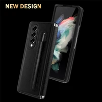 for samsung galaxy z fold 3 5g cover s pen slot folding hinge protection leather and hard plastic frame case no s pen