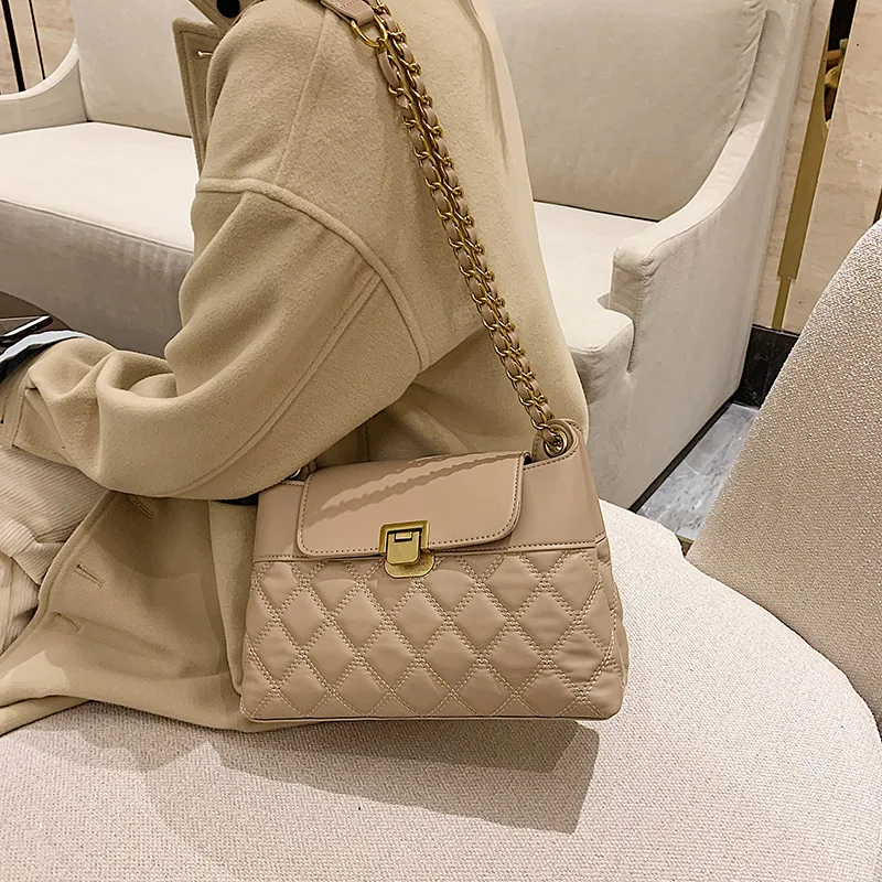 

OLSITTI Fashion Chain Messenger Bags for Women 2020 Winter New Casual Diamond Lattice Shoulder Bag Luxury Designer Handbag