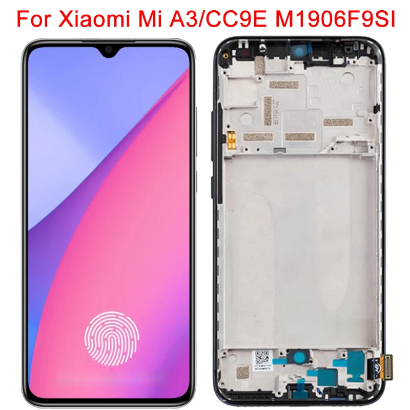 Original Mi A3 LCD For Xiaomi CC9E Display With Frame MiA3 M1906F9SI M1906F9SH Touch Screen Panel Replacement 6.01" | Мобильные