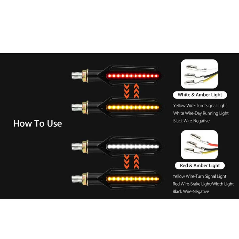 

4 X 12 3020 LED Turn Signal Lights Indicators Motorcycle Motorbike Amber Flowing Lamp
