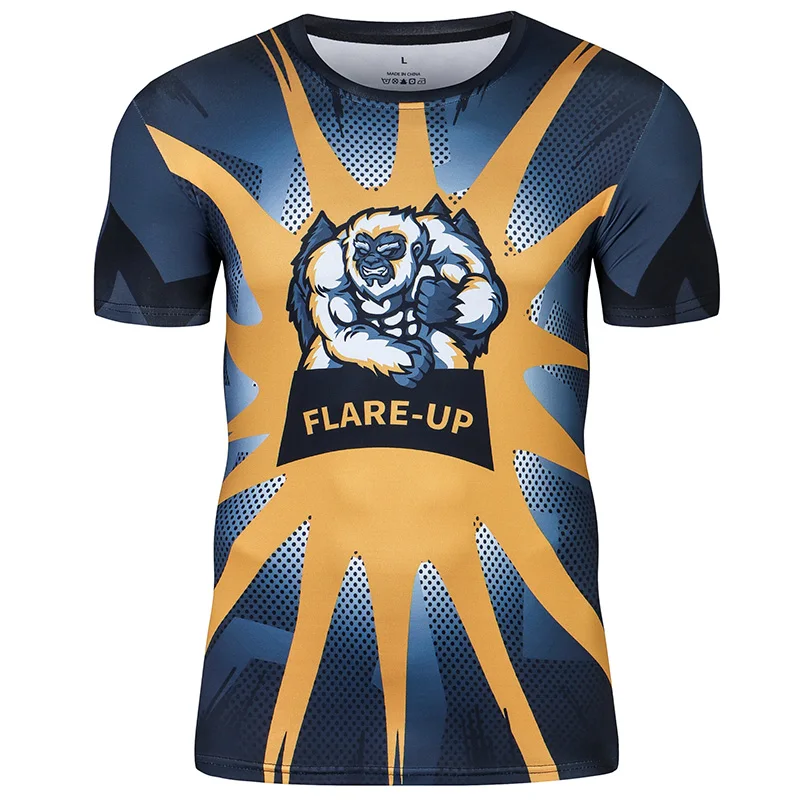 

Футболка мужская компрессионная с коротким рукавом, уличная одежда с 3D принтом, быстросохнущая спортивная одежда, топ для спортзала и фитне...