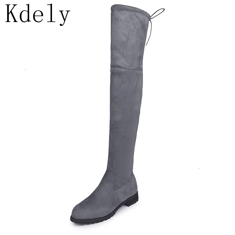 Сапоги выше колена женские сапоги пикантная женская зимняя обувь замшевые